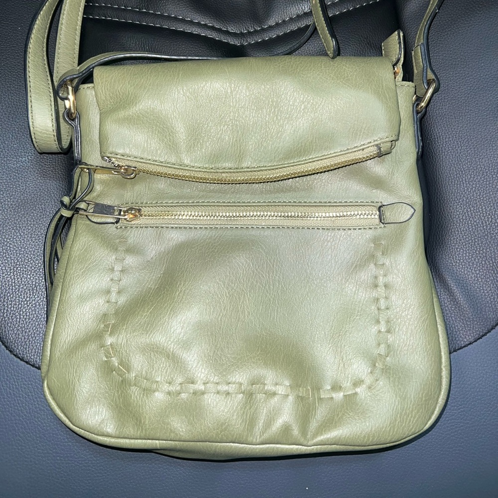 Olive Green Leather Crossbody Bag